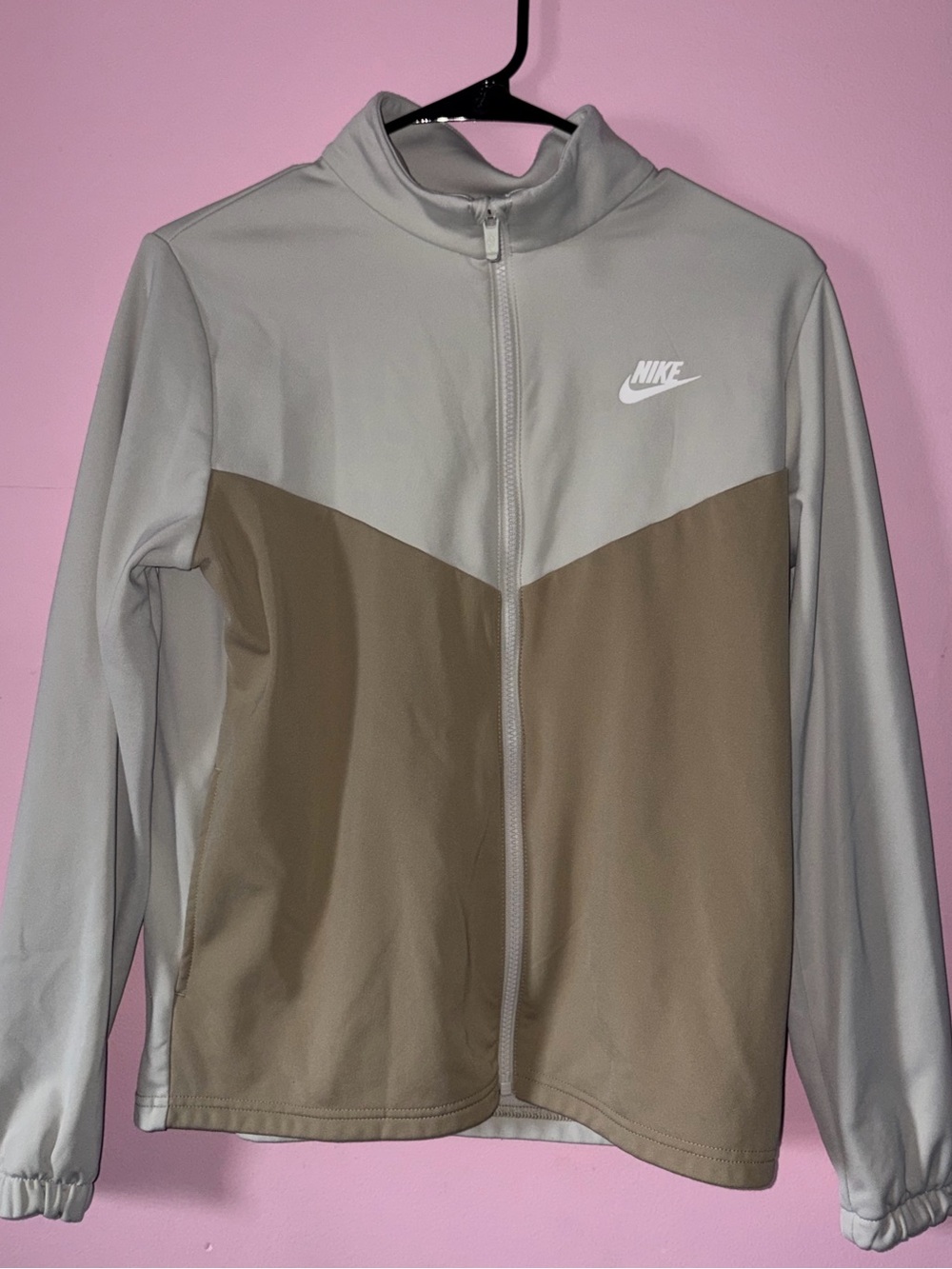 Nike Two-Tone Track Jacket - Light Gray & Taupe